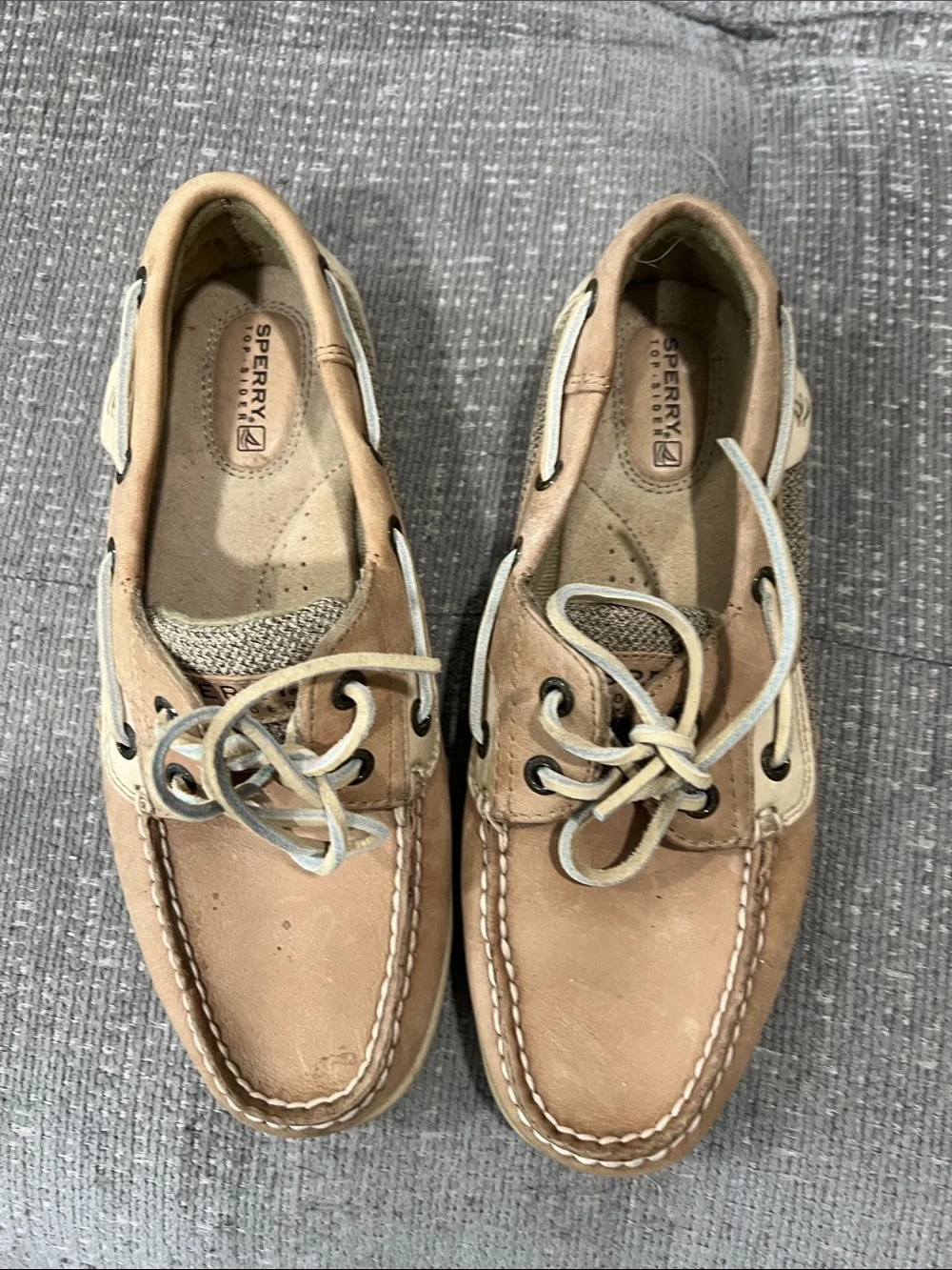 Sperry women rose fish Beige/Tan Leather Boat Shoes #6